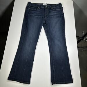 Paige Manhattan Jeans 32 High Bootcut Flare Dark Wash Stretch Denim Blue Classic